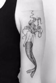 a very nice set of personality black and gray puncture small tattoo pattern