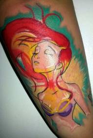 акварельный стиль мультфильма татуировки Ail Mermaid