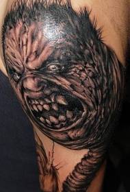 patró de tatuatge de monstre de terror realista marró a l'espatlla