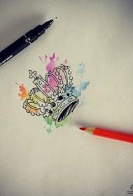 Manoscritto tatuaggio tatuaggio corona di inchiostro di colore europeo
