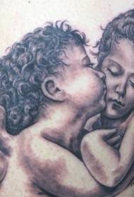 Surrealistisk kyss Angel Baby Tattoo Pattern
