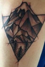 boys on the black point on the arm Thorn geometric abstract line mountain tattoo picture