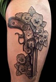 liña brillante negra tinte xeométrica patrón de tatuaxe de pistola creativa