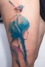 Modra akvarelna tetovaža - 6 kreativnih akvarelnih modrih tetovaž