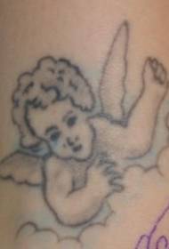 Mažojo angelo tatuiruotės modelis debesyje