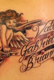 Due piccoli angeli e lettere modello tatuaggio
