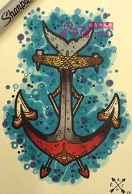 kreativ färg båt ankare tatuering manuskript bild