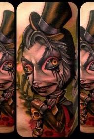 old school painted evil monster gentleman tattoo pattern