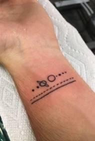 boys wrist on black geometric simple lines small fresh Planet tattoo picture