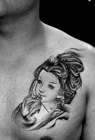 tradisjoneel swartgriis portret tattoo figuer