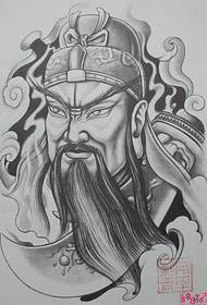 „Guan Er Ge“ juodos ir baltos tatuiruotės rankraščio nuotrauka