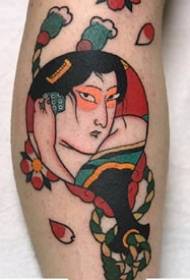 sakumpulan gaya tradisional Jepang Gaya tato Warna pola 9 lembar