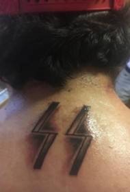 mozos detrás do pescozo negro punto gris tatuaje xeométrico simple liña de tatuaxe lóstrego