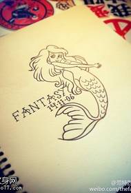 patrún tattoo lámhscríbhinne líne mermaid