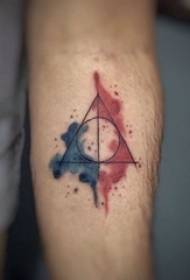 Ang serye ng Harry Porter na geometric na elemento ng pattern ng tattoo ng linya ng minimalist