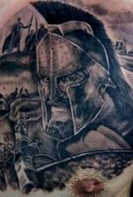 ragazzi sul nero grigio schizzo punto spina tecnica Spartan tatuaggio immagine
