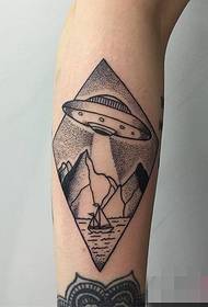 kepribadian geometris elemen garis minimalis pola tato UFO