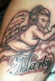 Gamay nga Angel nga Baby ug Letter Commemorative Tattoo Pattern