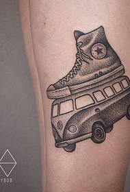 mokyklos taškas erškėčių juoda pilka automobilių drobė batai tatuiruotė modelis