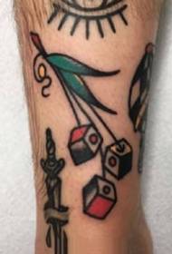 une oeuvre de tatouage de groupe de cartes de couleur petite Oldschool