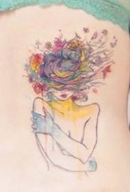 сет водених боја девојчица креативни узорак тетоважа