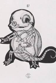 manoscritto tatuaggio creativo linea nera schizzo anime cartoni animati
