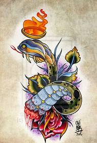 tatuatge de serp de l'escola de colors manuscrit imatge de patró