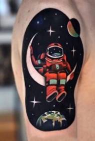 Modela tatînerê astronautê - 9 rengên astronauts stêrka ezman Planetary Cosmic Tattoo Works