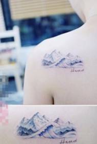 meisjes schouder kleurverloop landschap golven kleine verse tattoo-foto's