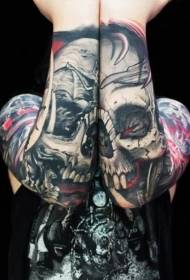Kar ázsiai stílusú tarka szörny koponya tetoválás minta