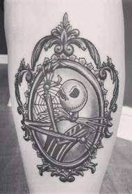 old school black and white cartoon zombie portrait tattoo pattern