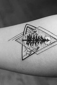 en uppsättning svartvita geometriska tatueringsbilder för triangel