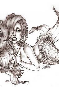 Manuscript Pretty Mermaid Tattoo Pattern