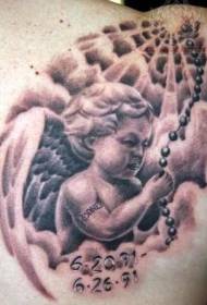 Zpět malý anděl dítě pamětní tetování vzor