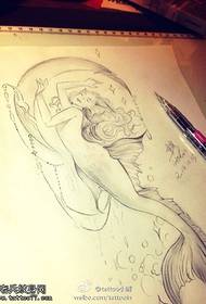 Gambar Garis Mermaid Tattoo