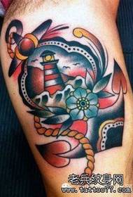 zestaw kreatywnych kolorowych tatuaży latarni morskiej