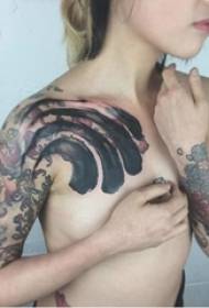 συνοπτική μαύρη φραγκοσυκιών αφηρημένες γραμμές δημιουργικό μοτίβο τατουάζ μελάνι