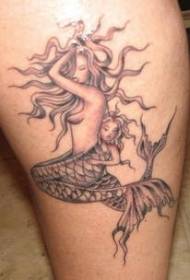 two mermaid black tattoo designs  153203 - Thigh Acoustic and Mermaid Black Tattoo Pattern