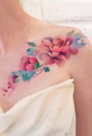 pragtige rooi blou waterverf tatoeëring prentjie
