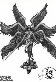 Modello di tatuaggio classico manoscritto angelo esagonale
