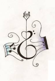 Manoscritto tatuaggio multiplo classico letterario di bella linea nera
