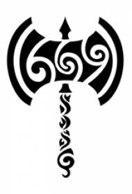 manoscritto tribale preferito del tatuaggio del totem di forma dell'ascia nera preferita maschio