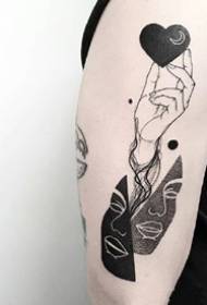 satu set gambar tatu minimalis abstrak hitam untuk dinikmati