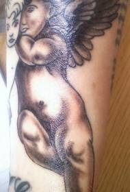 Black Gray Little Angel Tattoo Model