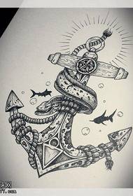Immagine di manoscritto tatuaggio di ancoraggio grigio nero di personalità