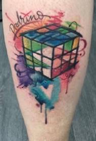 watercolor tattoo - a set of bright colors of watercolor tattoo pattern appreciation