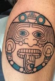 Misteriozni crni geometrijski uzorak Maya Tribal Totem Tattoo