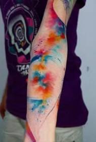 um conjunto de tatuagens coloridas em tinta cor de água Imagem padrão