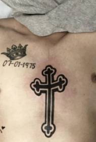 Klein tatoeëring van die tatoeëring simboliseer die kruistatoeëring patroon van geloof