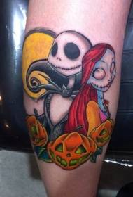 coppia di mostri di colore delle gambe con foto di tatuaggio di zucca